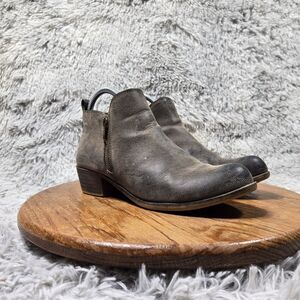 Jessica Cline Dani Womens 7.5 Double Zip Brown Distressed Ankle Booties Boots